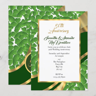 Invitation anniversaire de mariage doré trèfle irlandais