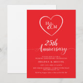 Invitation Anniversaire de Mariage Écriture de Monogramme de (Devant / Derrière)