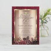 Invitation Anniversaire de mariage élégant des Roses rouges (Debout devant)