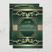 Invitation anniversaire de mariage Elegant Green S (Devant / Derrière)