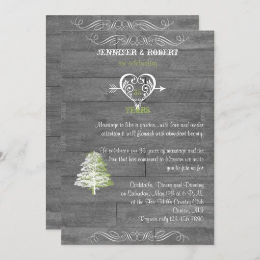 Invitation Anniversaire de mariage en bois de grange rustique (Devant / Derrière)