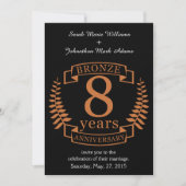 Invitation Anniversaire de mariage en bronze huit ans (Devant)