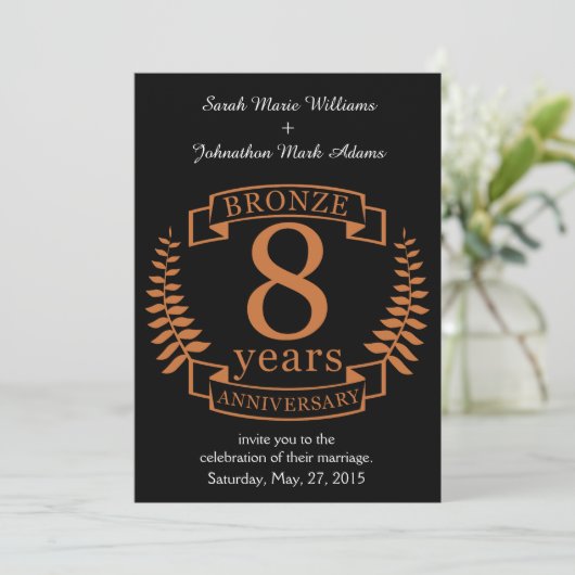 Invitation Anniversaire de mariage en bronze huit ans (Debout devant)