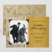 Invitation Anniversaire de Mariage en Damas Doré (Devant / Derrière)