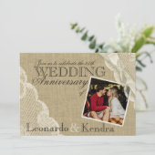 Invitation Anniversaire de mariage en dentelle vintage (Debout devant)