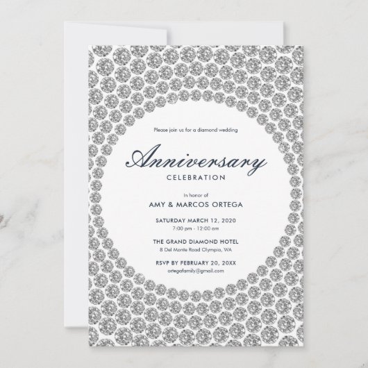 Invitation Anniversaire de mariage en diamant (Devant)