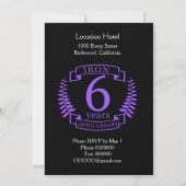 Invitation Anniversaire de mariage en fer 6 ans (Dos)
