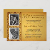 Invitation Anniversaire de mariage en or Damask 2  (Devant / Derrière)