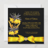 Invitation Anniversaire de mariage exotique floral noir ruban (Dos)