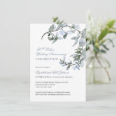 Invitation Anniversaire de mariage - Floral Bleu Aquarelle 50 (Debout devant)