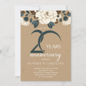 Invitation Anniversaire de Mariage Floral Rustique 20 ans (Devant)