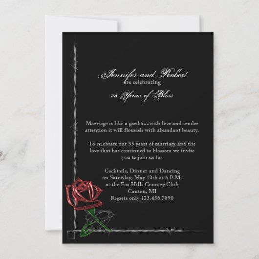 Invitation Anniversaire de mariage Gothique Fil de Fer Barbel (Devant)