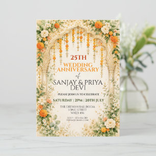 Invitation Anniversaire de mariage hindou indien Lotus Orange