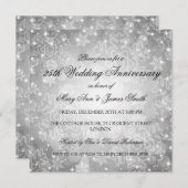 Invitation Anniversaire de mariage hivernal Bokeh argenté fes (Devant / Derrière)