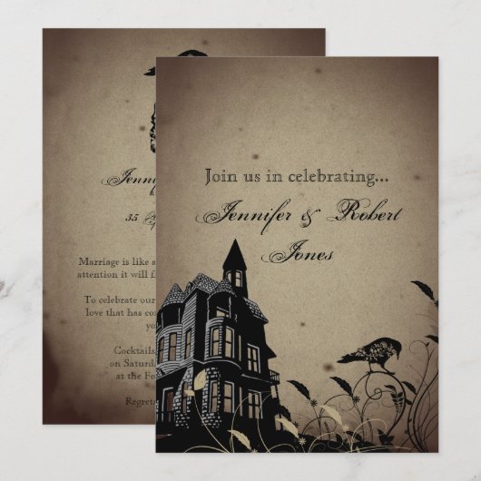 Invitation Anniversaire de Mariage Maison Gothique (Devant / Derrière)