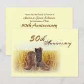 Invitation anniversaire de mariage occidental de cowboy (Devant / Derrière)