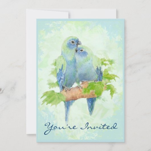 Invitation Anniversaire de Mariage Perruche Tropicale Câline (Devant)