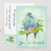 Invitation Anniversaire de Mariage Perruche Tropicale Câline (Devant / Derrière)