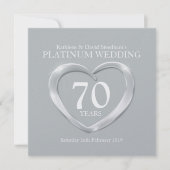 Invitation anniversaire de mariage platine coeur 7 (Devant)