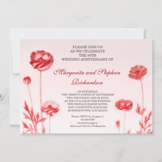 Invitation anniversaire de mariage romantique (Devant)
