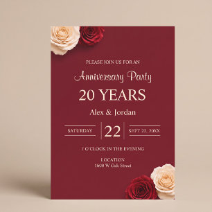 Invitation Anniversaire de mariage Rose Rouge