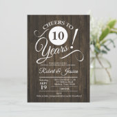 Invitation Anniversaire de mariage rustique 10 ans avec motif (Debout devant)