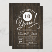 Invitation Anniversaire de mariage rustique 10 ans avec motif (Devant / Derrière)