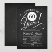 Invitation Anniversaire de mariage rustique 60 ans - Tableau  (Devant / Derrière)
