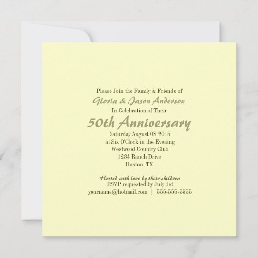 Invitation anniversaire de mariage rustique de pays (Dos)