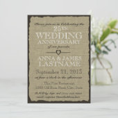 Invitation Anniversaire de Mariage Toile Burlap Rustique (Debout devant)