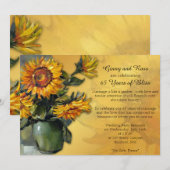 Invitation Anniversaire de Mariage Tournesol (Devant / Derrière)