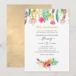 Invitation Anniversaire de mariage tropical floral 50 ans