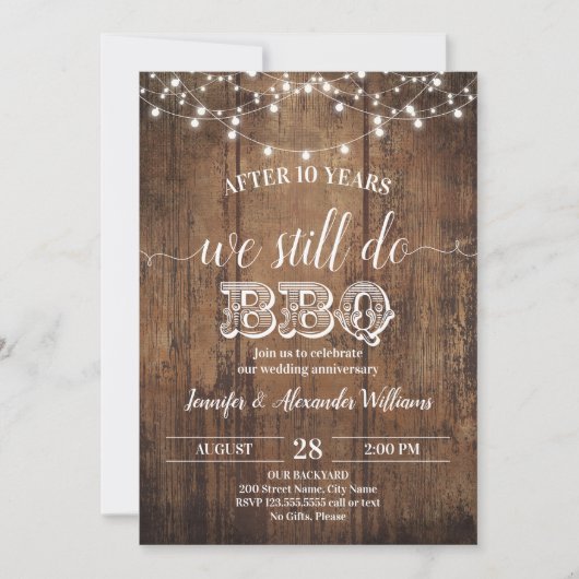 Invitation anniversaire de mariage We Still Do BBQ (Devant)