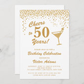 Invitation Anniversaire de Martini Or et Blanc (Devant / Derrière)