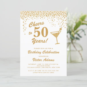 Invitation Anniversaire de Martini Or et Blanc