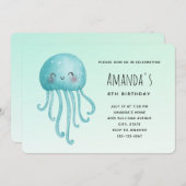 Invitation Anniversaire de méduses mignonnes et joyeuses (Devant / Derrière)