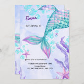 Invitation anniversaire de mermaid (Devant / Derrière)