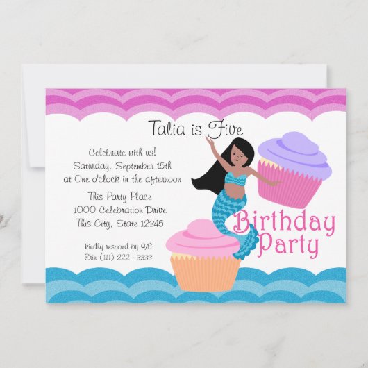 Invitation Anniversaire de Mermaid (Devant)