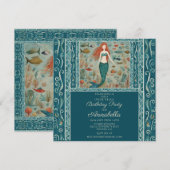 Invitation Anniversaire de Mermaid (Devant / Derrière)