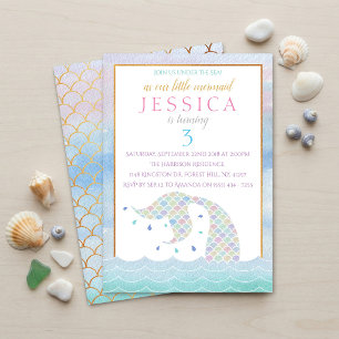 Invitation Anniversaire de Mermaid Aquarelle Arc-en-ciel de T