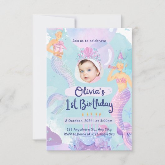 Invitation Anniversaire de mes premières sirènes (Devant)