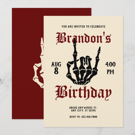 Invitation Anniversaire de Metal Rock (Devant / Derrière)