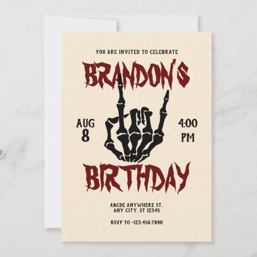 Invitation Anniversaire de Metal Rock (Devant)