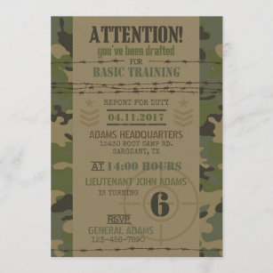 Invitations Faire Part Cartes Anniversaire Militaire Zazzle Be