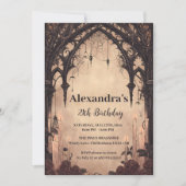 Invitation Anniversaire de minuit sous une arche gothique (Devant)