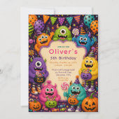 Invitation Anniversaire de monstre d'Halloween coloré (Devant)