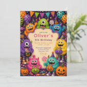 Invitation Anniversaire de monstre d'Halloween coloré (Debout devant)