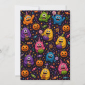 Invitation Anniversaire de monstre d'Halloween coloré (Dos)