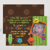 Invitation Anniversaire de monstres de Lil premier (Devant / Derrière)