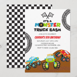Invitation anniversaire de monstres de Monster Truck